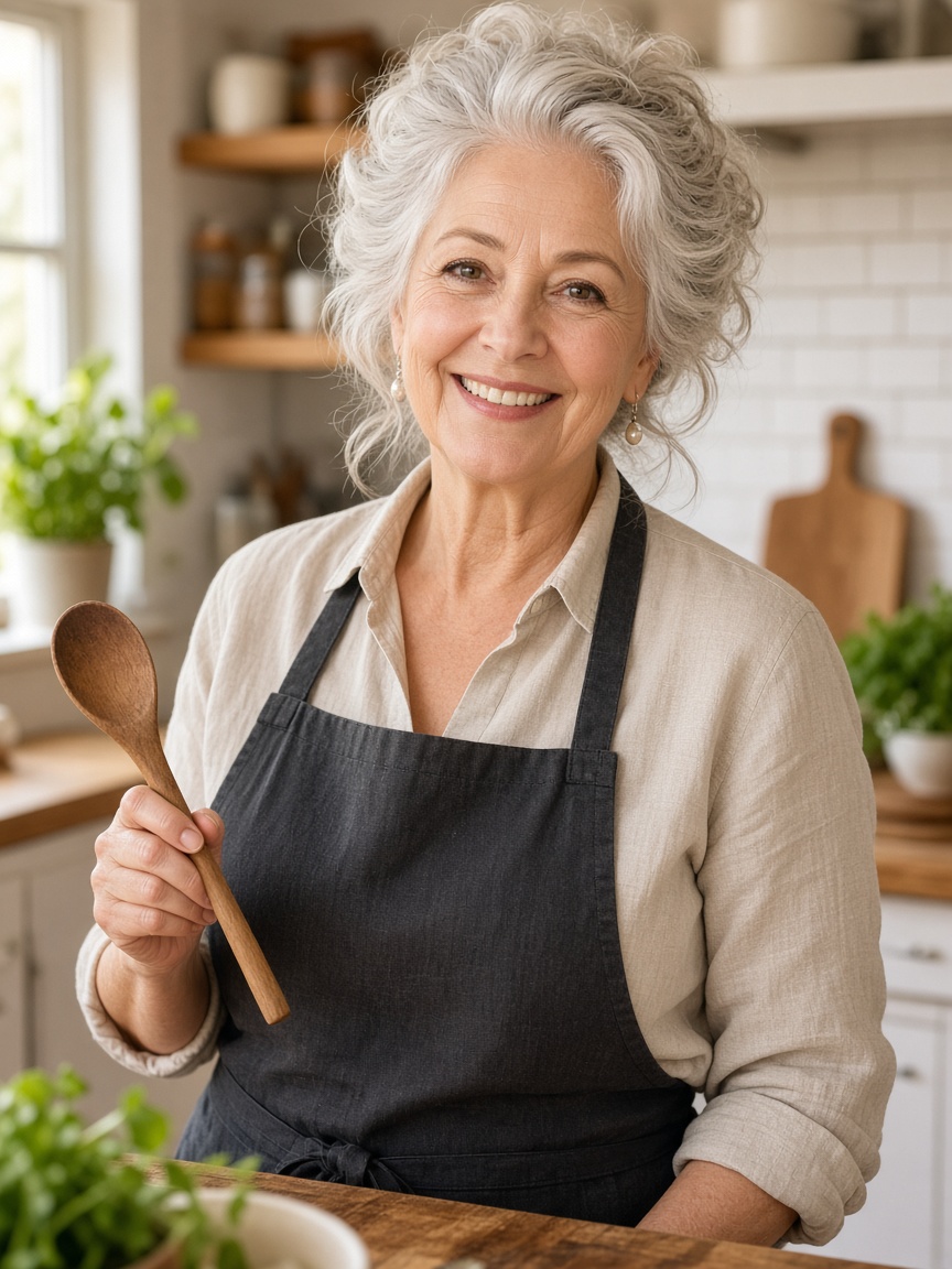 Chef Eleanor Whitmore in a home kitchen